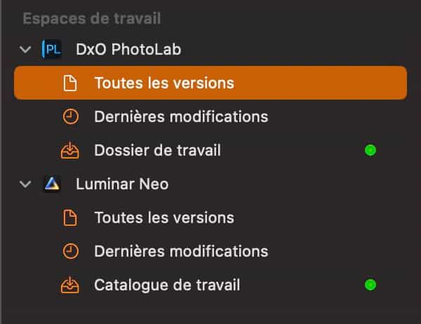 Espace de travail DxO Photolab