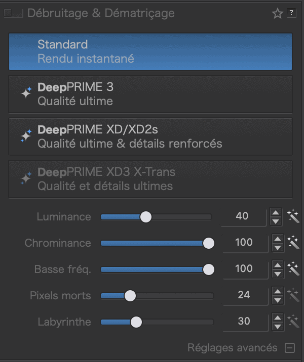DxO PhotoLab, Débruitage et Dématriçage